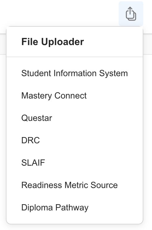User Menu showing File Upload option