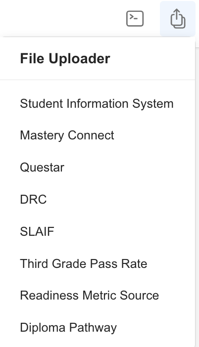 User Menu showing File Upload option